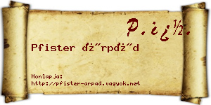 Pfister Árpád névjegykártya